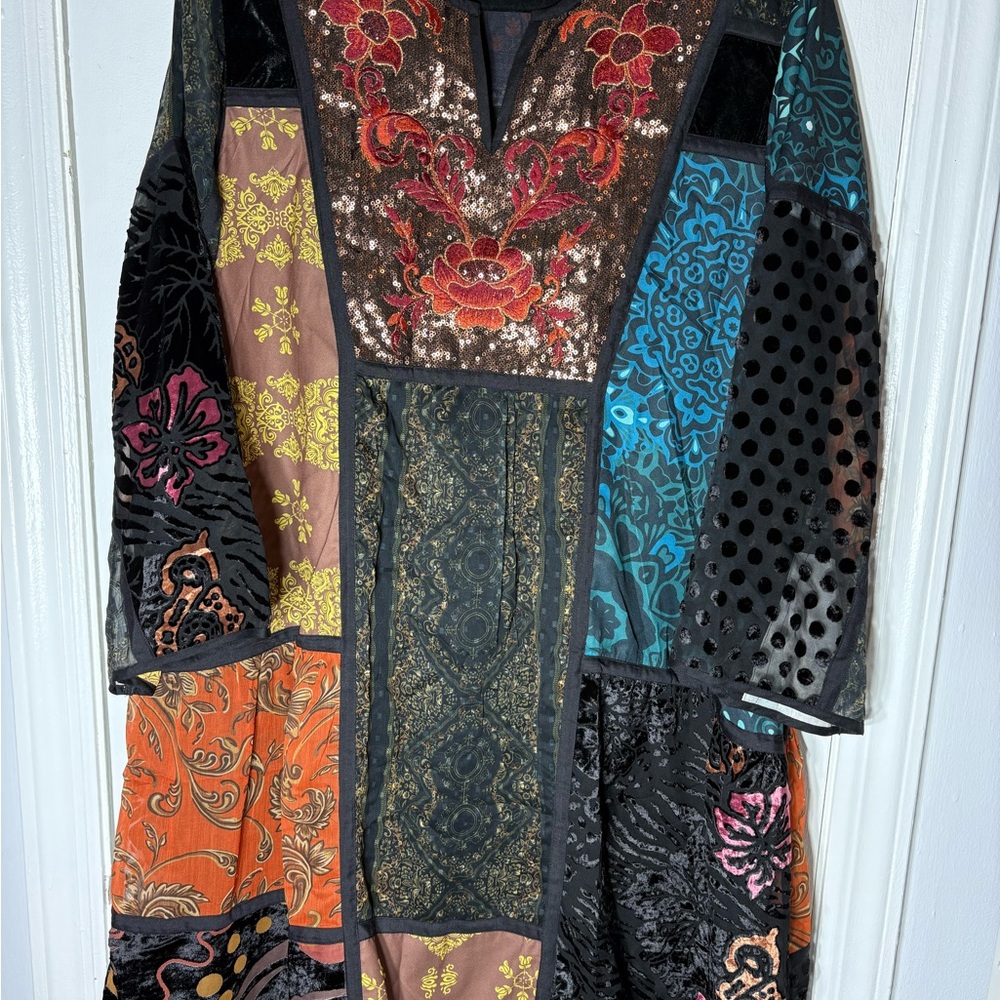 Soft Surroundings Vibrant Patchwork Sequin Dress - image 2